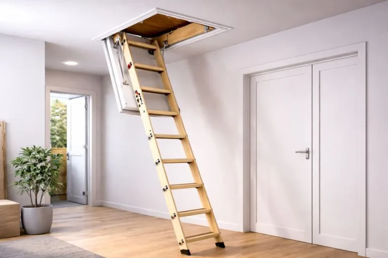 Escalier escamotable avec trappe isolée et marches antidérapantes