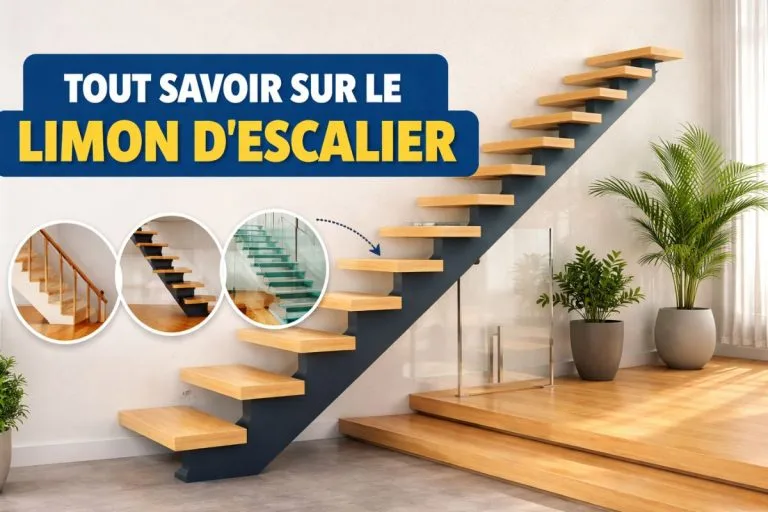 Escalier moderne avec limon central en métal et marches en bois dans un intérieur contemporain lumineux avec design épuré