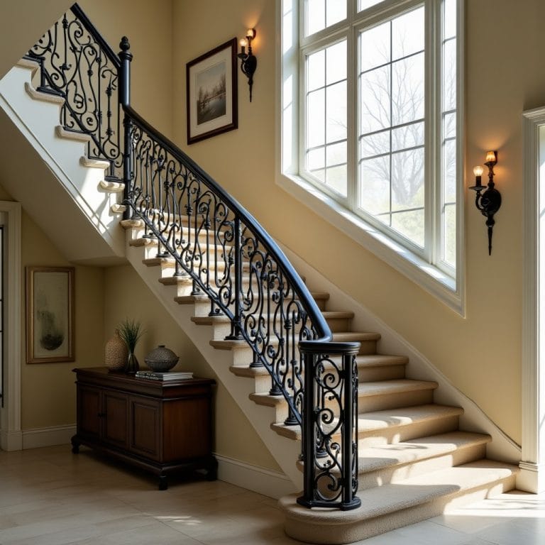 Rampe d'escalier en ferronnerie forgée style classique