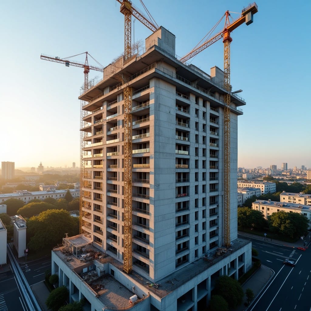 Immeuble résidentiel neuf en construction — indice du coût de la construction 2026