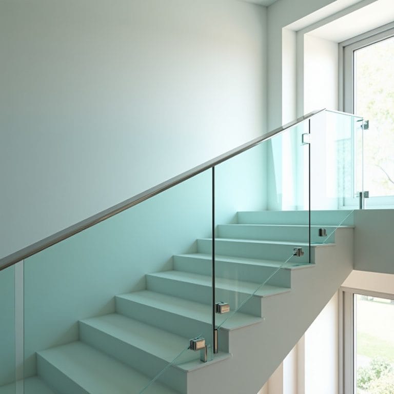 Garde-corps en verre trempé sur escalier contemporain
