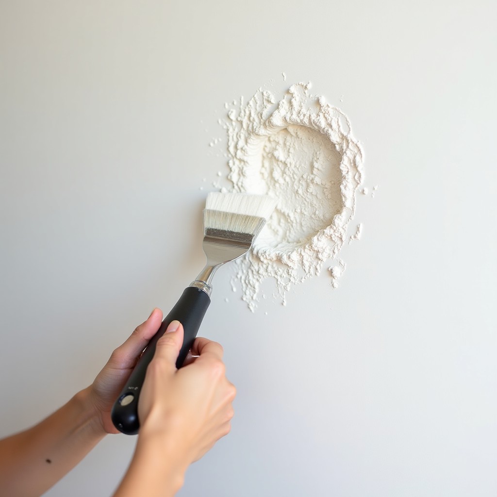 Rebouchage de trous dans un mur avec enduit et spatule