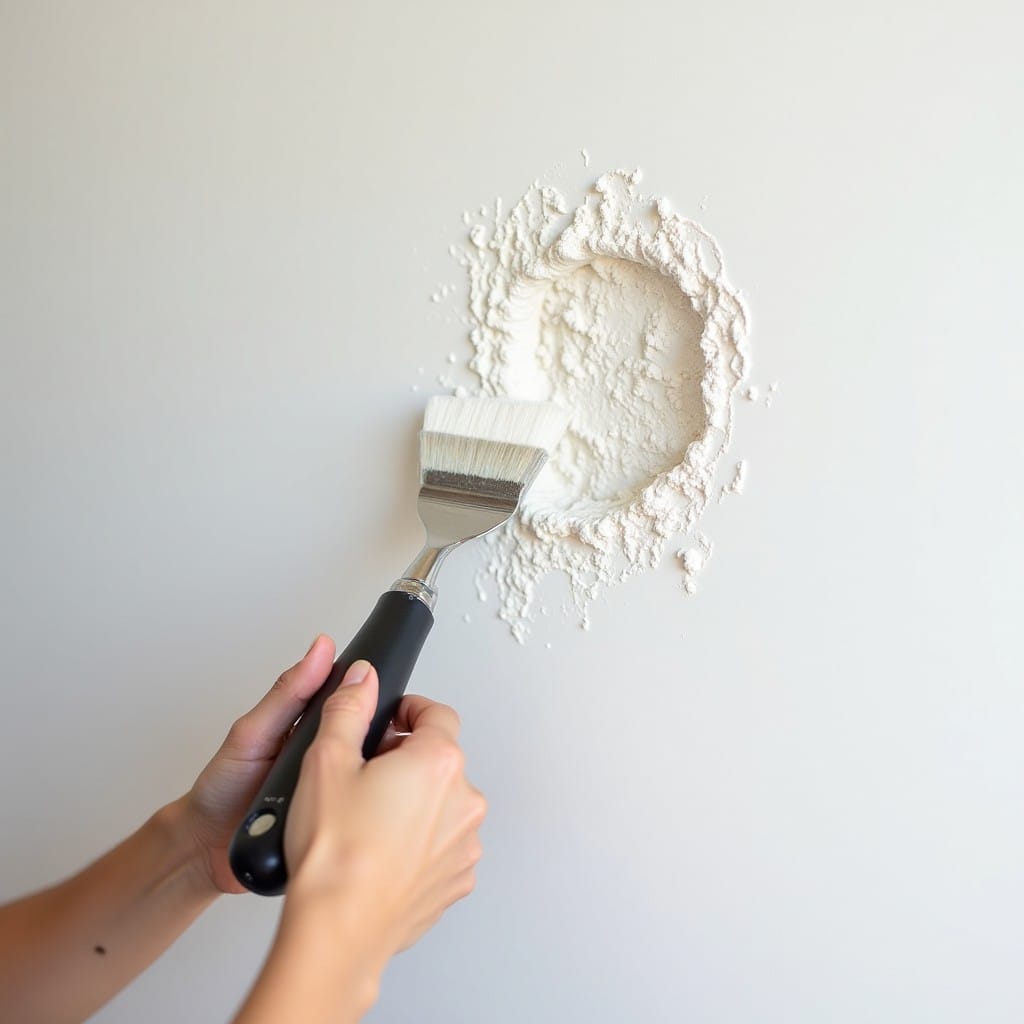 Rebouchage de trous dans un mur avec enduit et spatule