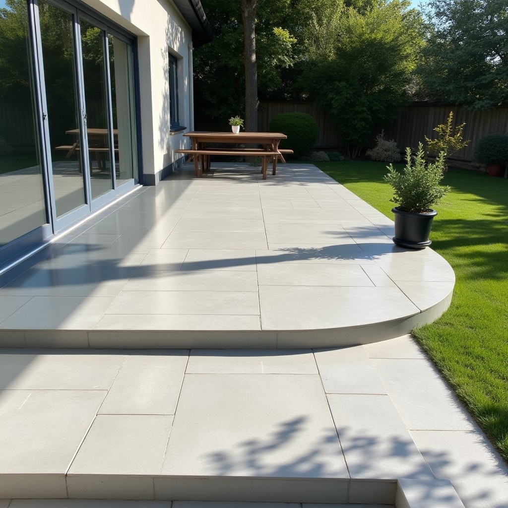 Peinture béton extérieur appliquée au rouleau sur une terrasse