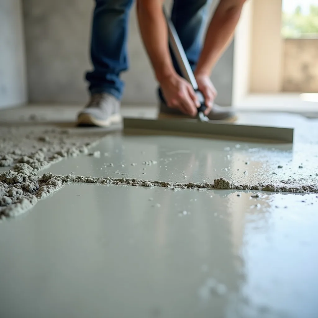 Réalisation d'une chape maigre sur un sol en construction