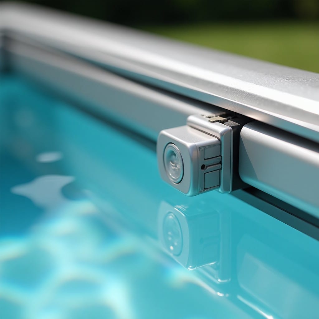 Abri de piscine mi-haut télescopique fermé, sécurité
