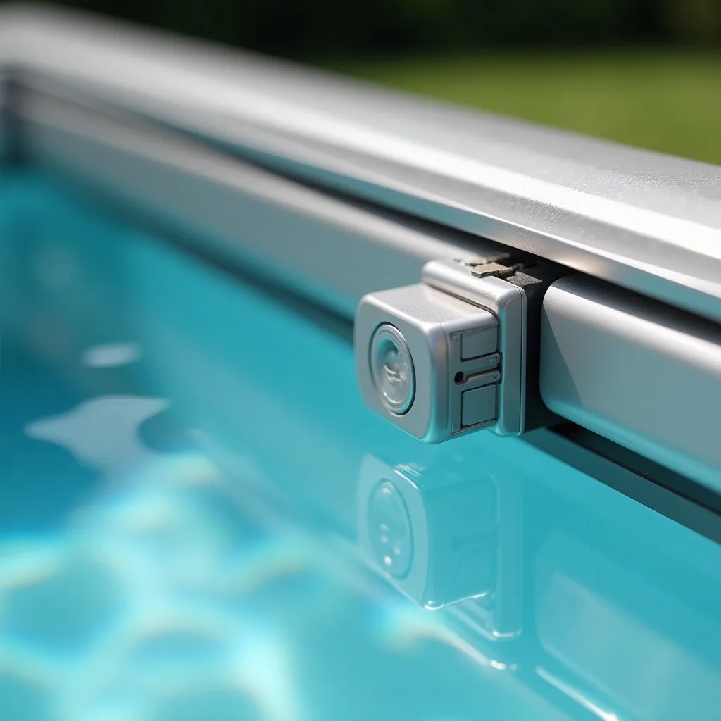 Abri de piscine mi-haut télescopique fermé, sécurité