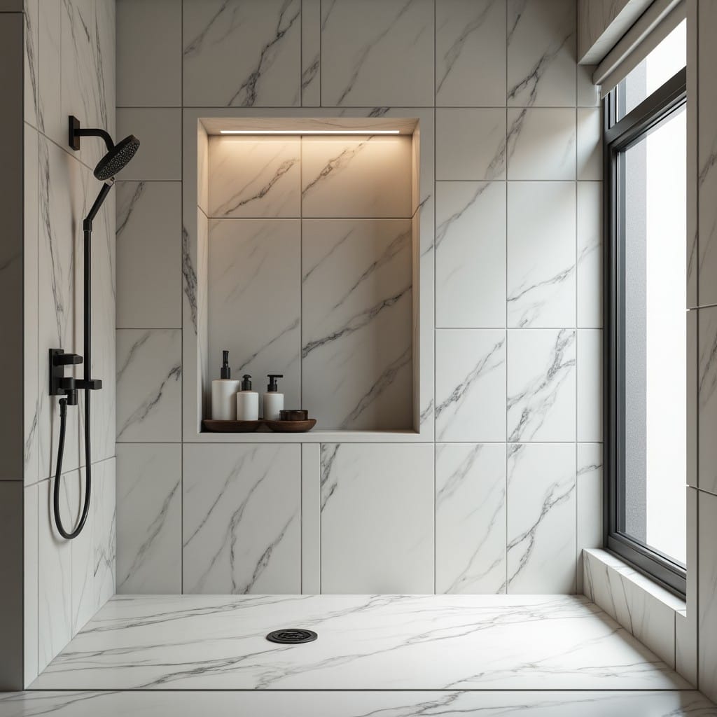 Niche de douche carrelage encastrée salle de bain
