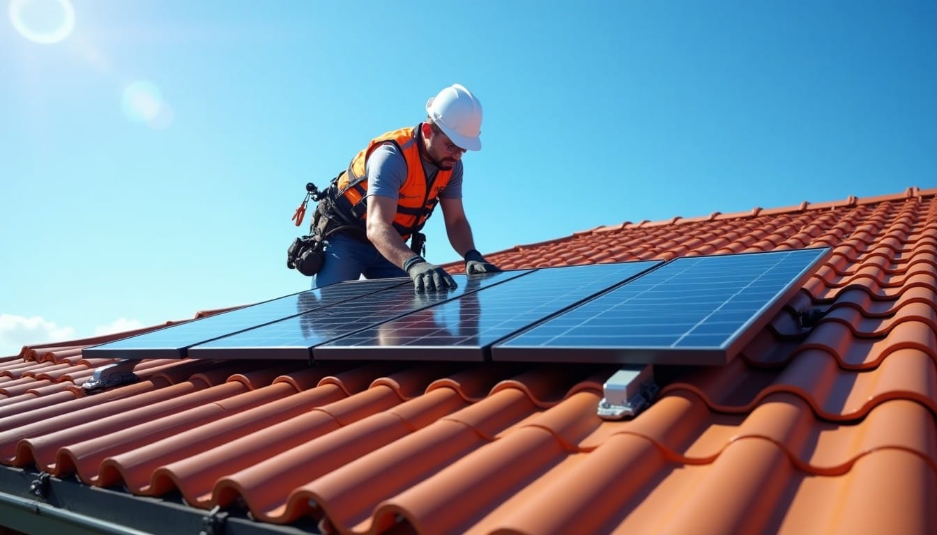 Fixation de panneaux solaires sur une toiture en tuiles