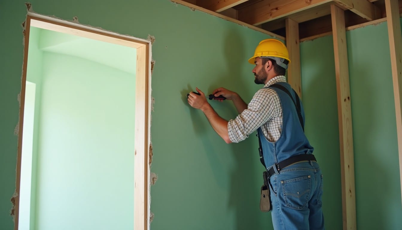 Pose de plaques de placo hydrofuge dans une salle de bain