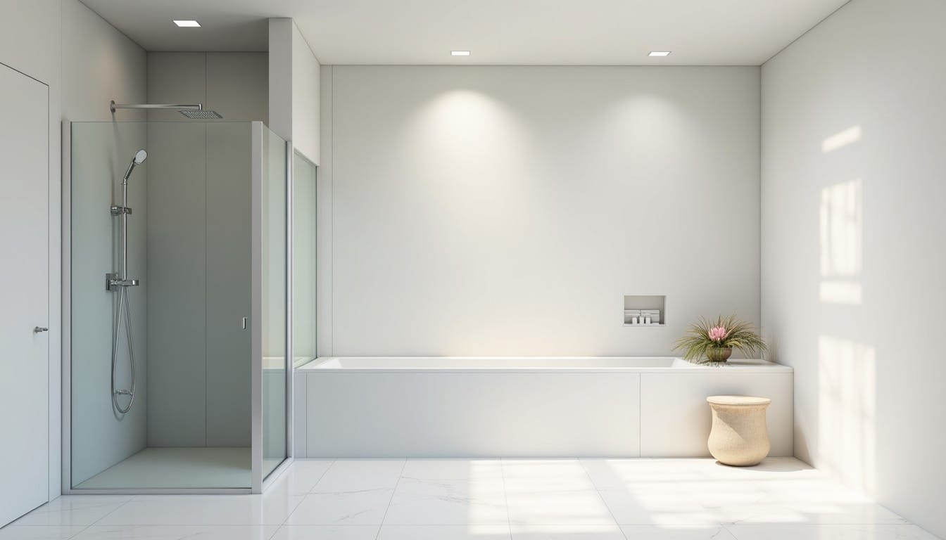 Plafond de salle de bain avec spots encastrés
